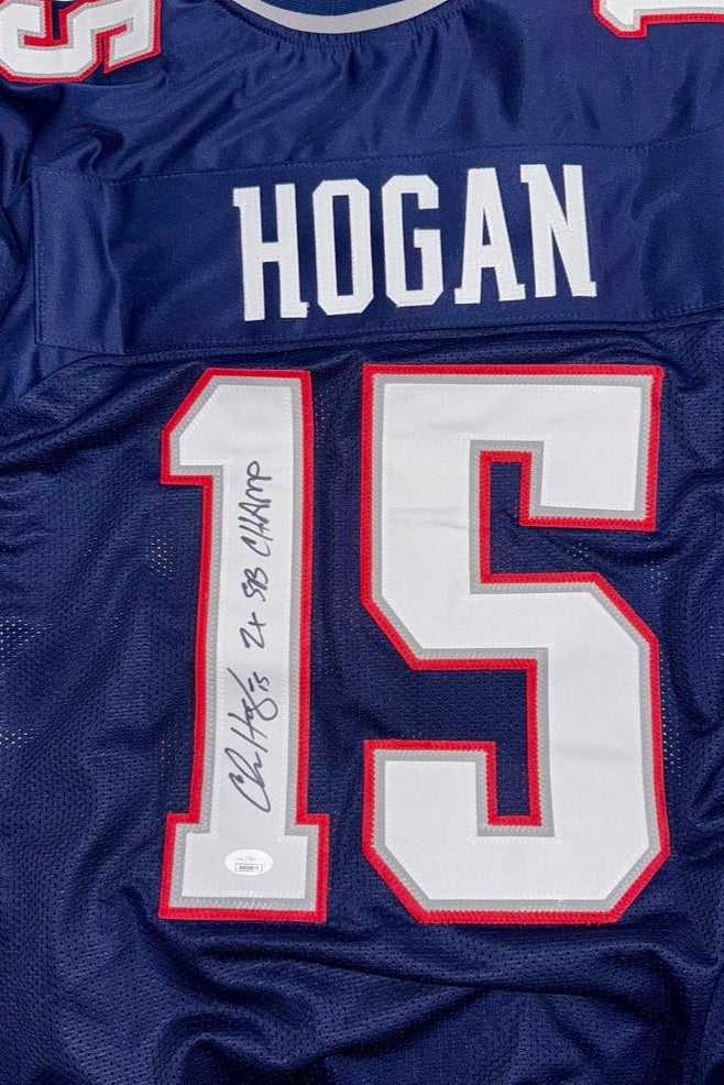Chris Hogan Signed Custom Blue Patriots Jersey w/ "2x SB Champ" Inscription - JSA COA
